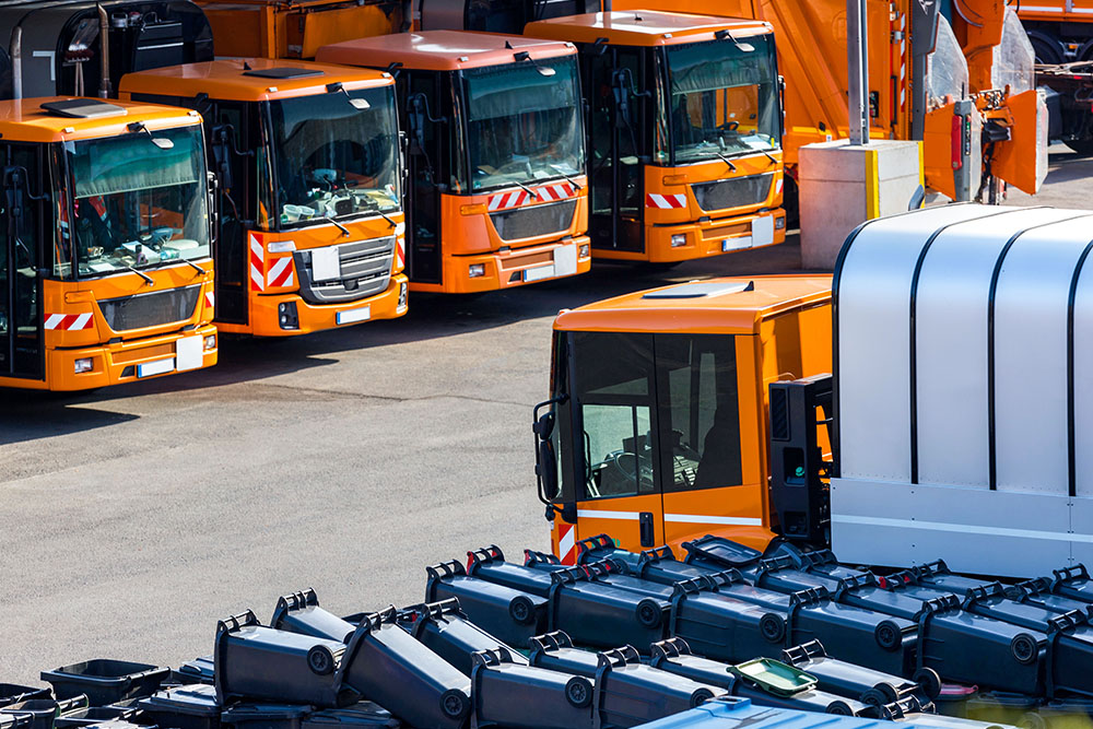 Vehicle fleet of a waste disposal company