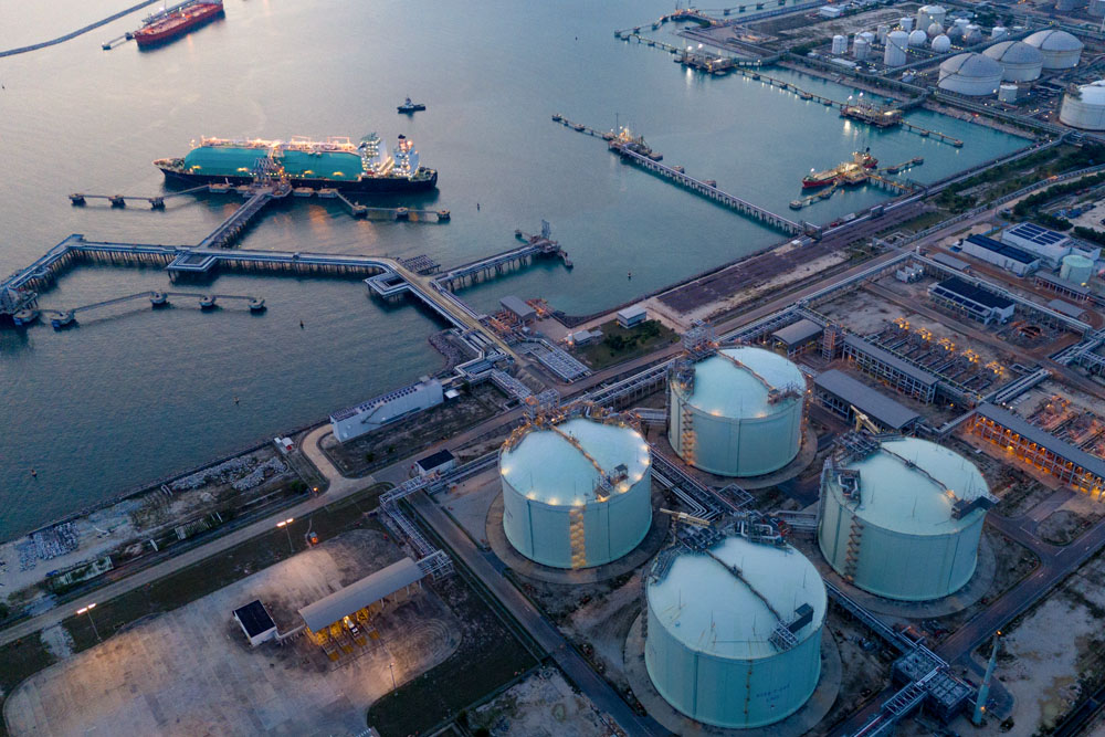 Industrial port with tank farm