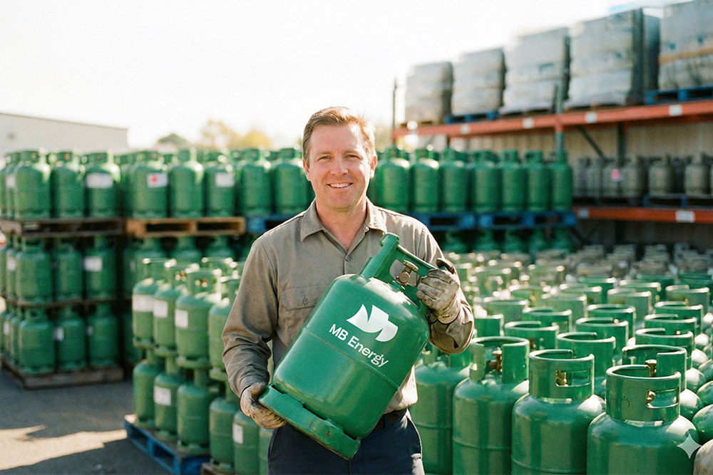 Man with gas cylinders