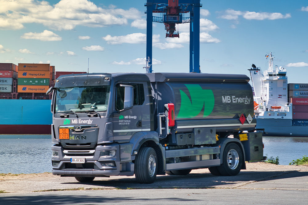 MB Energy truck at the port